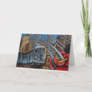Subway train urban graffiti art card