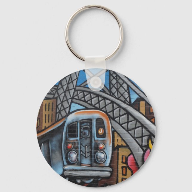 Subway train urban graffiti art keychain (Front)