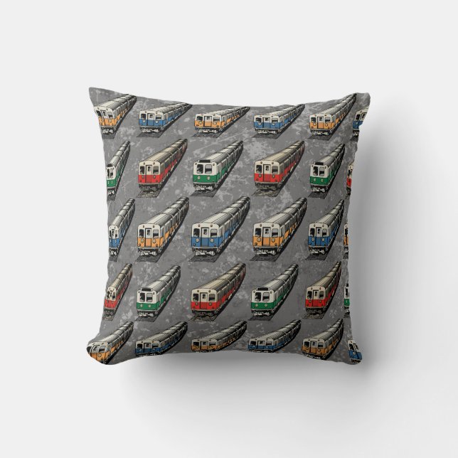 Subway Trains Throw Pillow (Front)