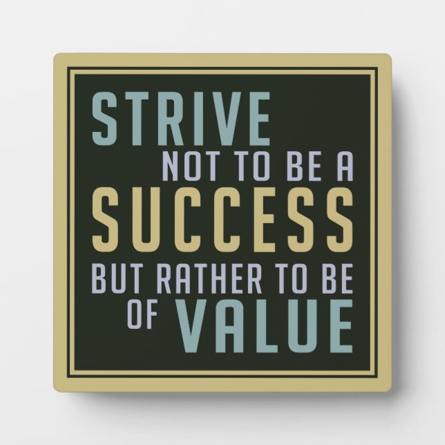 Succès et valeur Plaque de motivation (Devant)