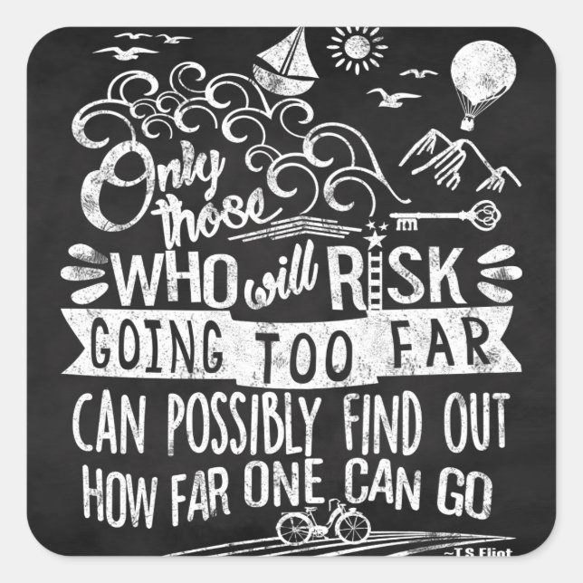 Success Achievement Perseverance Typography Quote Square Sticker (Front)