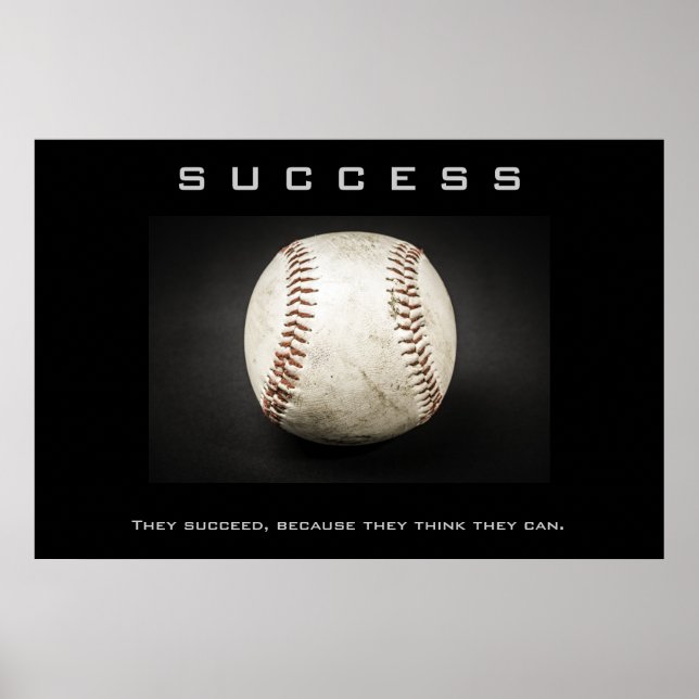 Success Baseball Artwork Motivational Inspire Poster (Front)