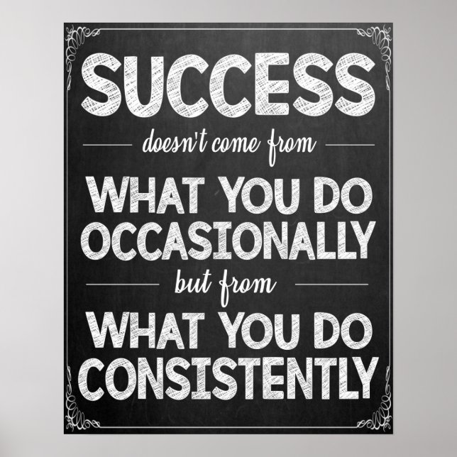 Success Black and White Classroom Poster (Front)
