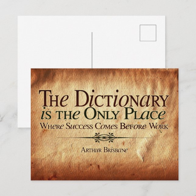 Success Comes Before Work Postcard (Front/Back)