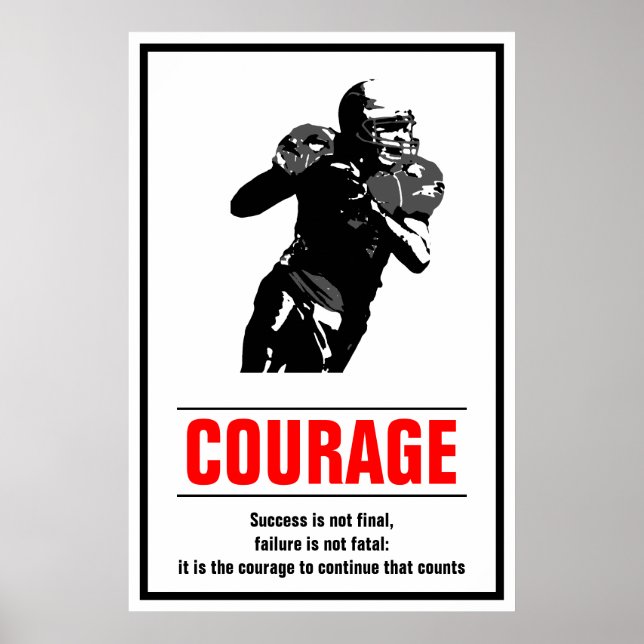 Success Courage Football Motivational Poster (Front)