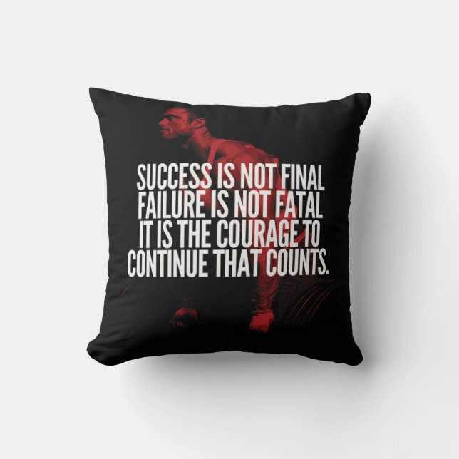 Success, Failure and Courage. Workout Motivational Throw Pillow (Front)
