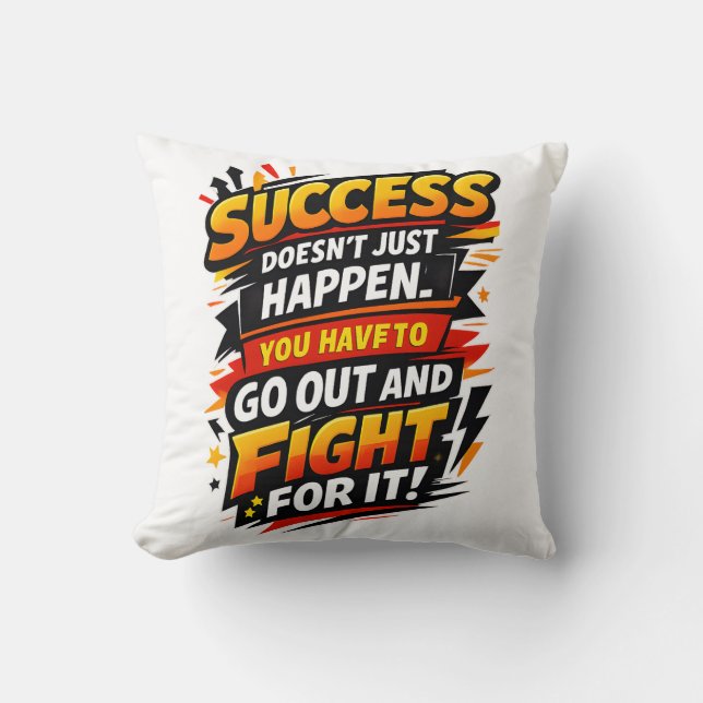 Success Fighter Quote Throw Pillow (Front)