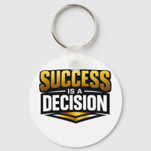 Success Gold Typography on Black Keychain