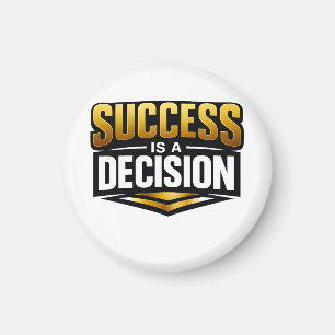 Success Gold Typography on Black Magnet