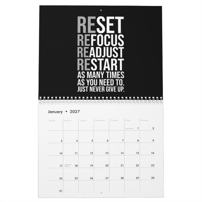 Success Grind Entrepreneur Gym Hustle Inspiration Calendar (Jan 2027)
