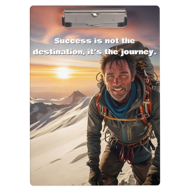 Success & Hard Work Mountain climber Motivational  Clipboard (Front)