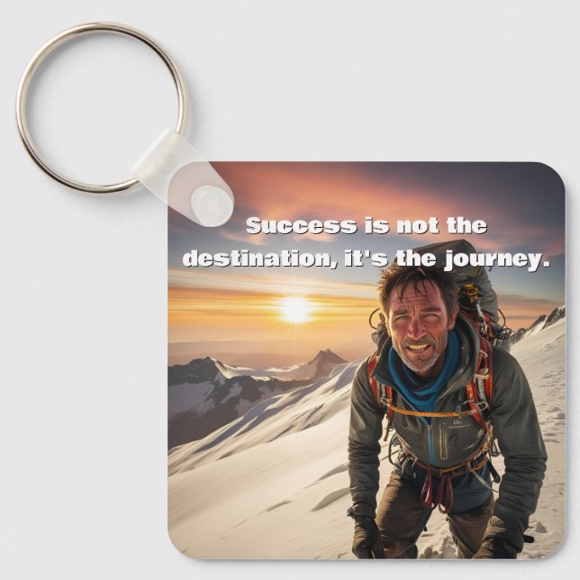 Success & Hard Work Mountain climber Motivational  Keychain (Front)