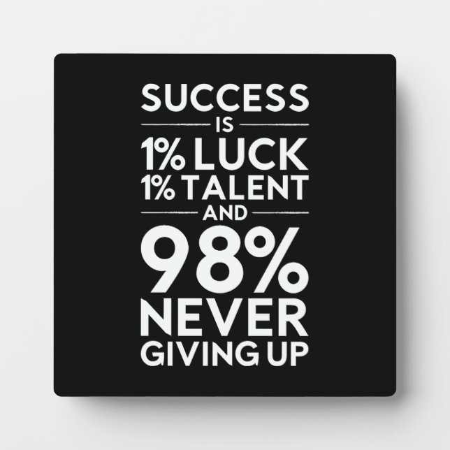 Success Is Never Giving Up - Motivational Plaque (Front)