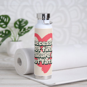 Success Is Not Final Motivational Retro Heart Water Bottle