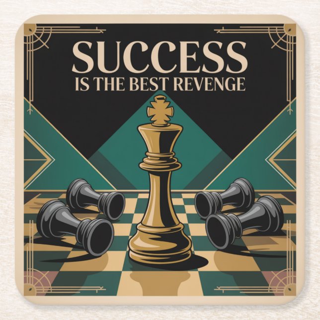 Success Is The Best Revenge Square Paper Coaster (Front)