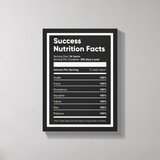 Success Nutrition Facts | Motivational Wall Art (Front)