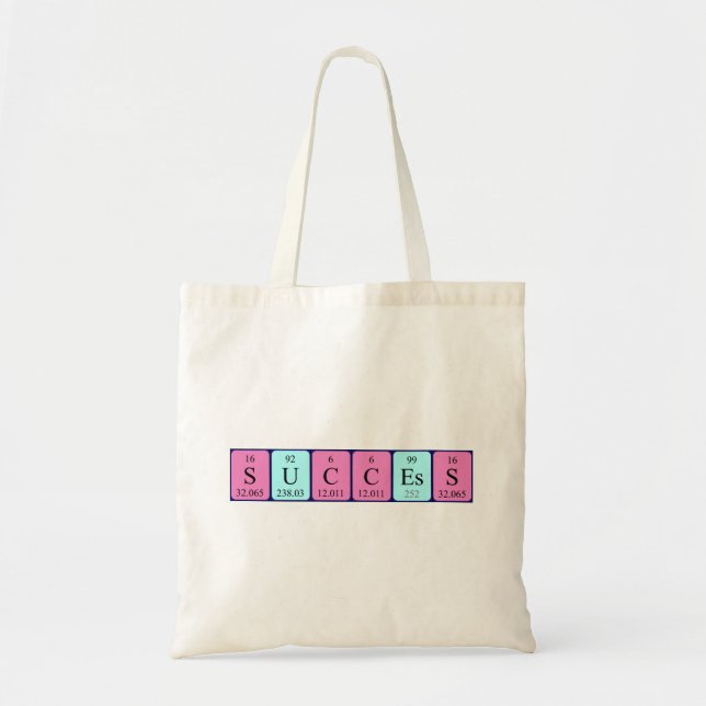 Success periodic table name tote bag (Front)