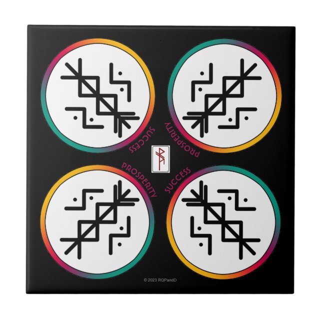 Success & Prosperity Bindrune Ceramic Tile (Front)