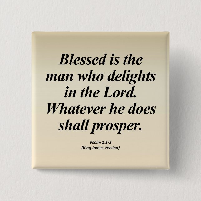 Success Psalm 1:1-3 Abbrev 2 Inch Square Button (Front)
