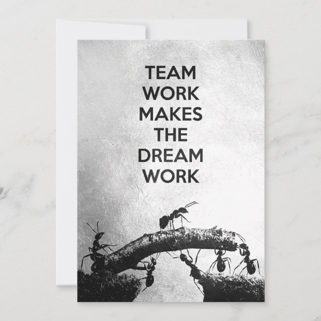Success Quote Teamwork Makes The Dreamwork Thank You Card (Front)