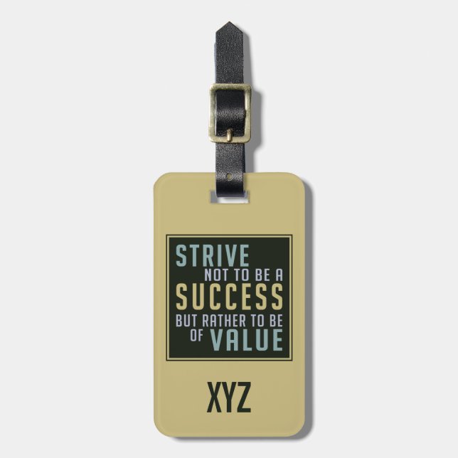 Success & Value Motivational luggage tag (Front Vertical)