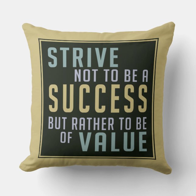 Success & Value Motivational throw pillow (Front)