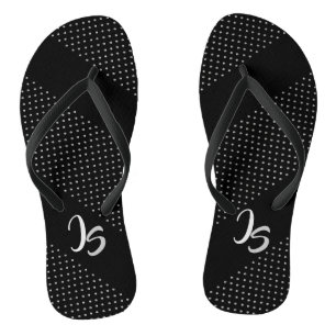 Successful Businessman Personal Silver Monogram Flip Flops