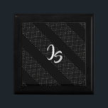 Successful Businessman Personal Silver Monogram Gift Box<br><div class="desc">Stylish Silver Monogram decorated with Geometric trendy silver stripes black pattern. For Creation and Customize Your Personal Monogram template. Business Man Fashion Graphic design. Crafts & Party Supplies > Gift Wrapping Supplies > Gift Boxes trendy gift (for him) Successful Businessman - collection. Elegant Gift for a friend, brother, husband, business...</div>