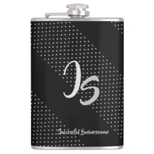 "Successful Businessman" Personal Silver Monogram Hip Flask