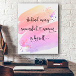 Successful Woman Bold Pink Watercolor Ombre Script Faux Canvas Print<br><div class="desc">“Behind every successful woman is herself.” So who needs Prince Charming? Make your own “happily ever after” and embrace “girl power” as you gaze at this stylish, colourful inspirational feminist faux canvas art with sweet black handwritten script typography overlaying a yellow, peach, pink and purple ombre watercolor splash. You can...</div>