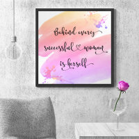 Successful Woman Quote Script Pink Watercolor 