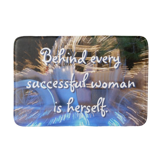 Successful Woman Quote Sparkly Gold Coach Photo Bath Mat (Front)