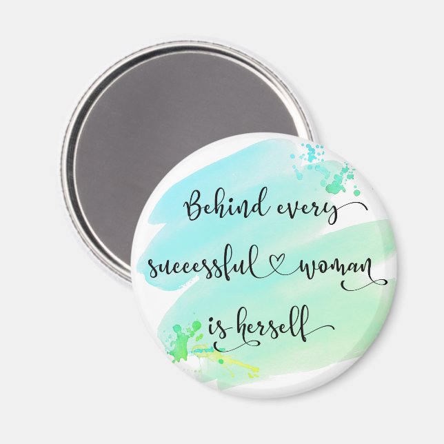 Successful Woman Quote Turquoise Watercolor Script Magnet (Front/Back)