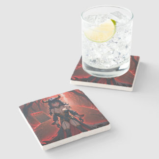 Succubus Contact at Crossroads: Anime Lilin Demon Stone Coaster
