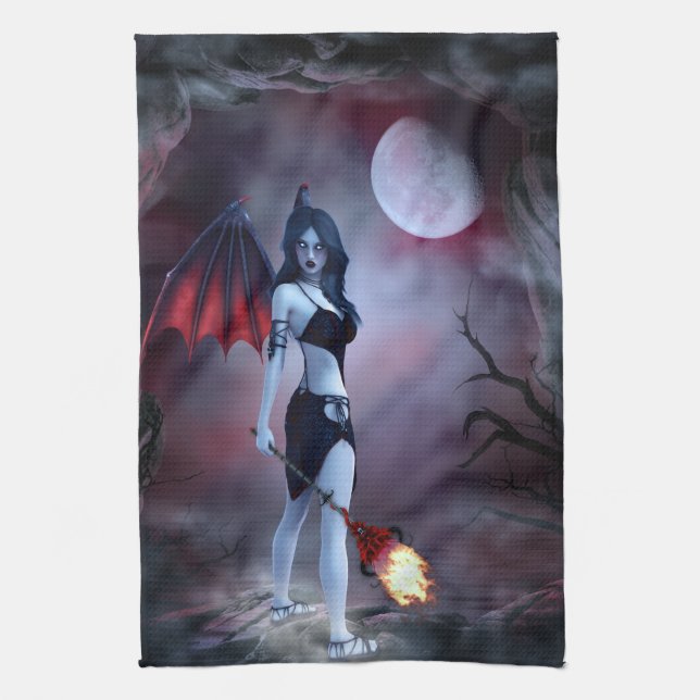 Succubus Fantasy Kitchen Towel (Vertical)