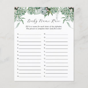 Succulent and Eucalyptus Greenery Baby Name Race