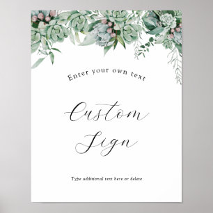 Succulent and Eucalyptus Greenery Custom Text Sign
