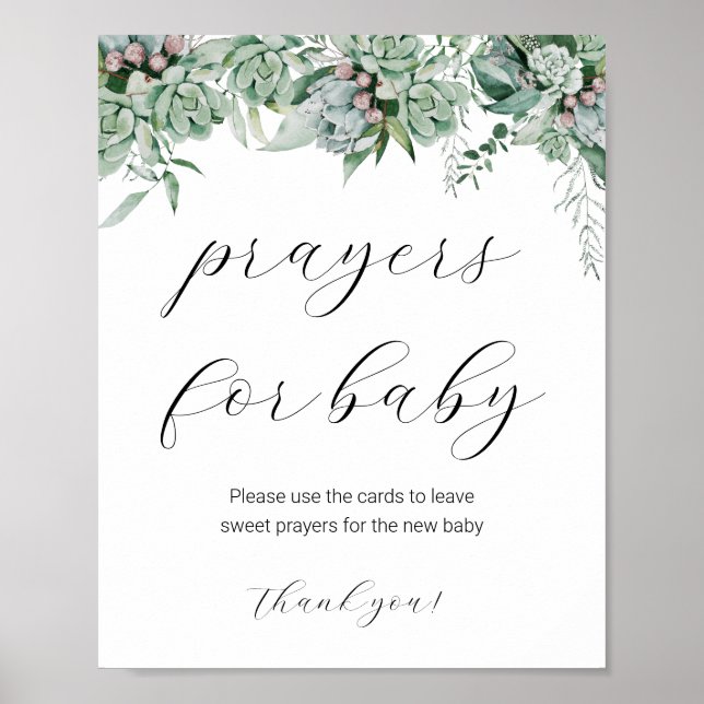 Succulent and Eucalyptus Greenery for Baby  Poster (Front)
