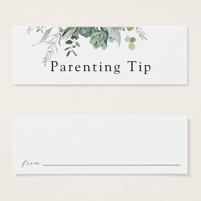 Succulent and Eucalyptus Greenery Parenting Tip (Front & Back)