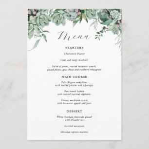 Succulent and Eucalyptus Greenery Wedding Menu
