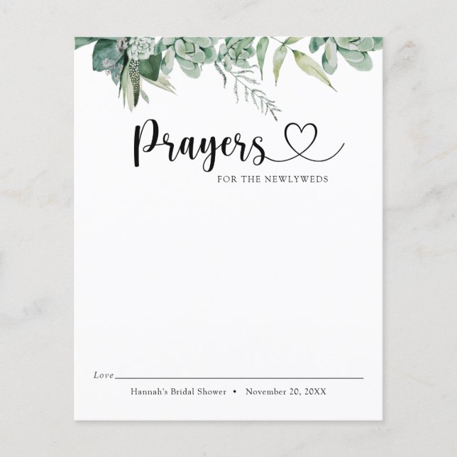 Succulent and Eucalyptus Prayers for the Newlyweds (Front)