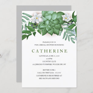 Succulent and floral Bridal Shower Invitation