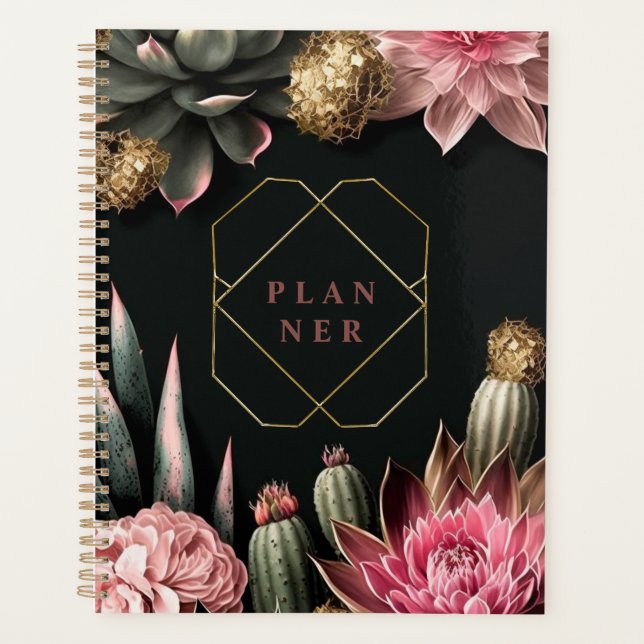 Succulent and flower background  planner (Front)