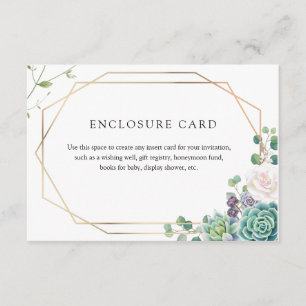 Succulent and Gold Frame Enclosure Card