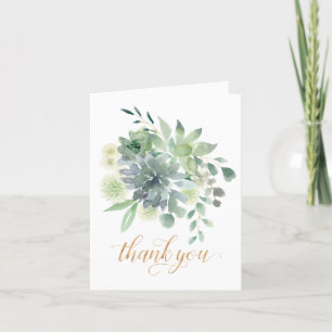 Succulent and Greenery Thank You Card