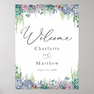 Succulent and Greenery Wedding Welcome Sign