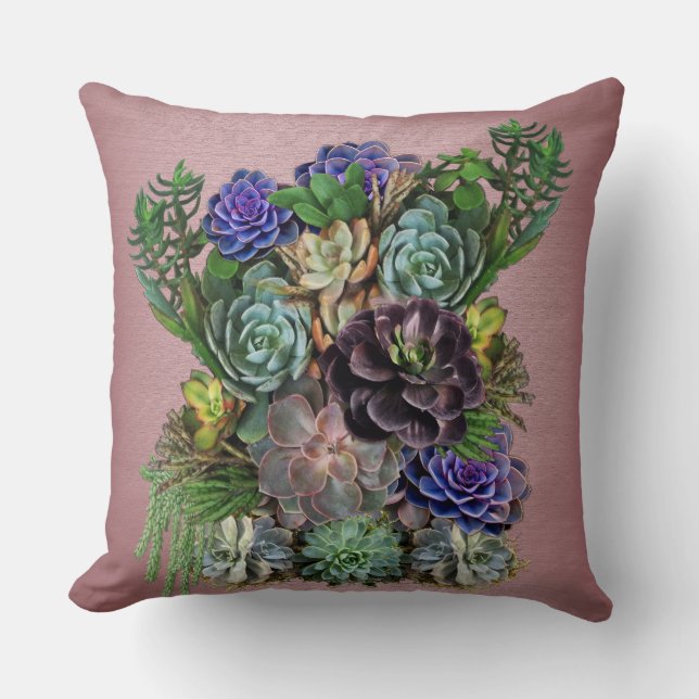 Succulent arraingements throw pillow (Front)