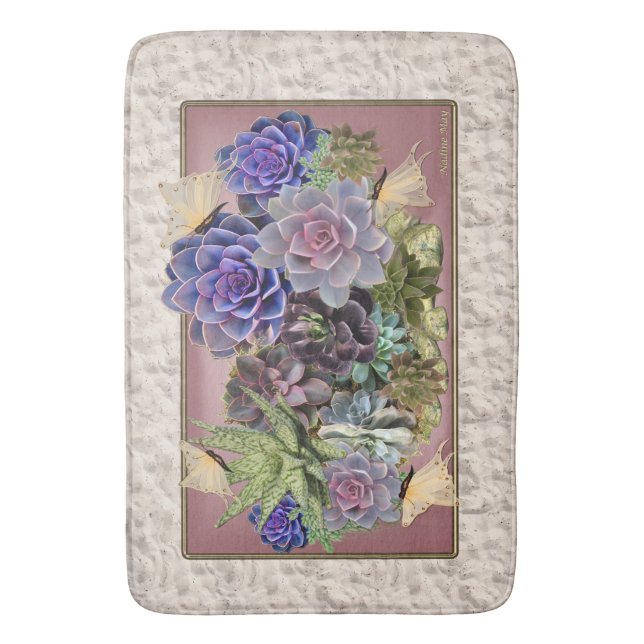 Succulent Art Bath Mat (Front Vertical)
