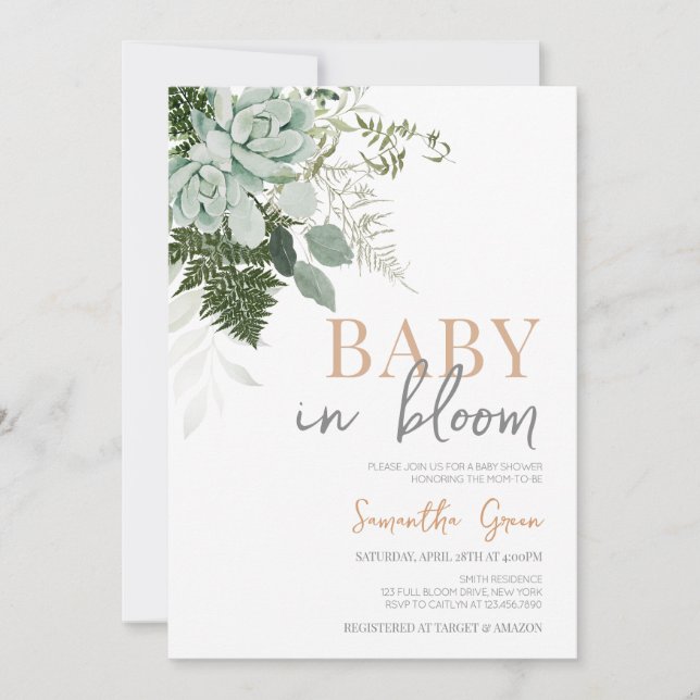 Succulent Baby Shower Invitation (Front)