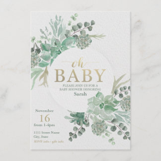 Succulent Baby Shower Invitation - Floral Invite